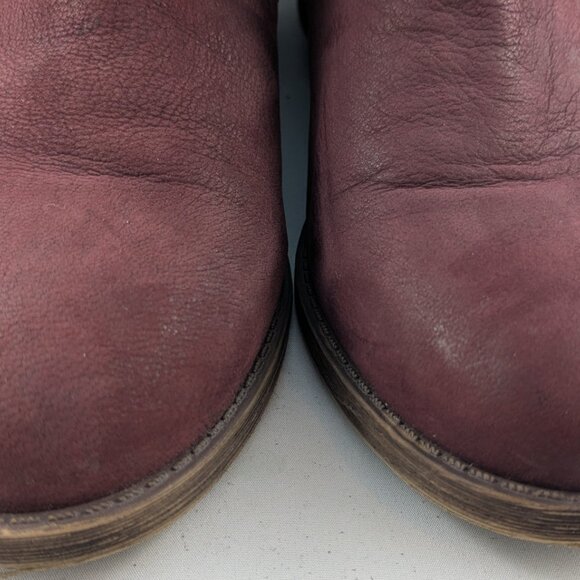 Franco Sarto "Kane" burgundy nubuck side zip ankle boots | Size 7.5 (EU 37.5) - Picture 8 of 8